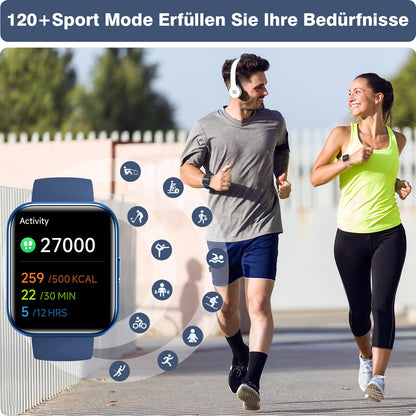 Aeac Smartwatch mit Telefonfunktion, 1,85 Zoll HD-Display, IP68