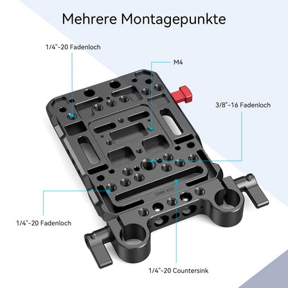 SMALLRIG V Mount Batterieplatte 3016 mit Dual 15mm Rod Clamp