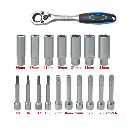 Zoomtools 18 TLG 1/2" Antrieb Stoßdämpfer Nuss Werkzeugsatz Stossdämpfer Federbein Domlager Werkzeug Federbein Stecknuss Werkzeug
