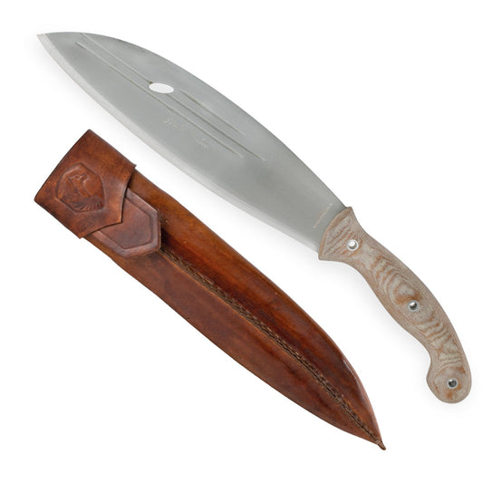 Condor Primitive Bush Mondo Messer – Outdoor & Survival: Messer mit feststehender Klinge und braunem Holzgriff zum Schnitzen und Holzspalten.