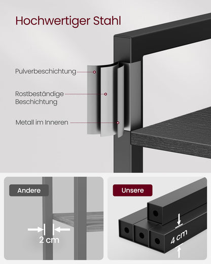 VASAGLE Bücherregal LLS101B56, 6 Ebenen, 30 x 40 x 186 cm, schwarz
