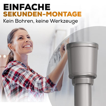 MEISENBERG Teleskopstange ohne Bohren, 270–320 cm, Grau, Ø 32 mm