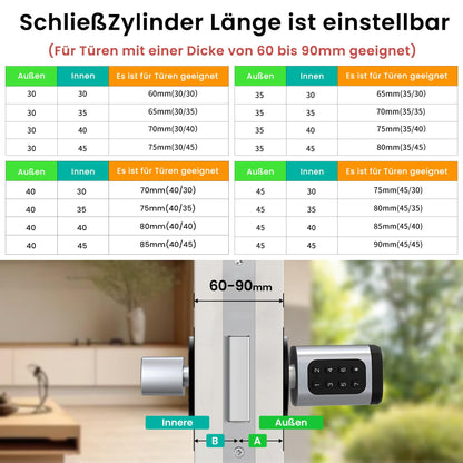 AVATTO Smart Türschloss Fingerabdruck, elektronischer Schliesszylinder