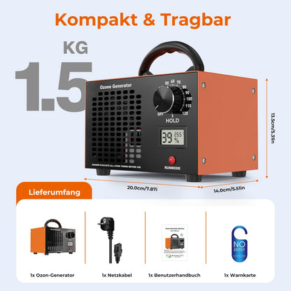 DDHTSAL Ozongenerator SS-Y01, 120000 mg/h für Räume bis 320 m²