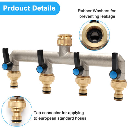 Anderlax Wasserverteiler 4 Wege aus Messing, 3/4 Zoll Anschluss