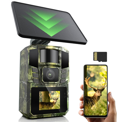 DEATTI T6 WLAN Solar Wildkamera 4K 48MP mit Nachtsicht und App mit Solarpanel und Weitwinkelobjektiv