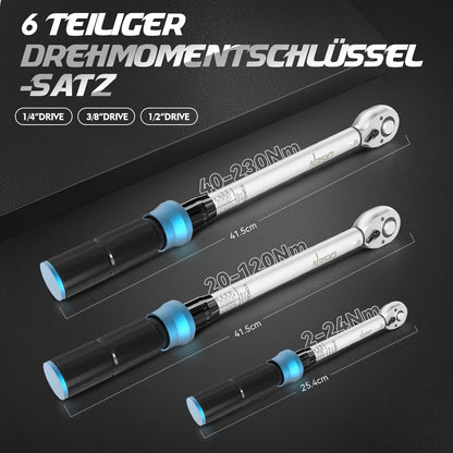 DISEN Drehmomentschlüssel Set 3-tlg. – 1/2" 3/8" 1/4" für Auto