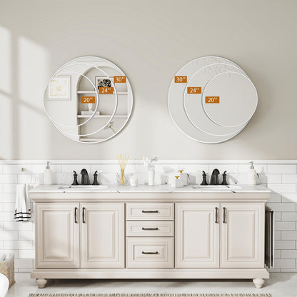 BEAUTYPEAK Runder Wandspiegel 76 cm - Aluminiumrahmen Weiss