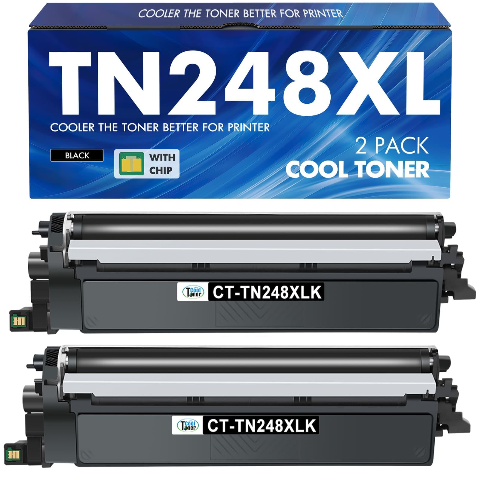 Cool Toner TN248XL Toner schwarz, 2er-Pack, kompatibel mit Brother – zwei schwarze Tonerkartuschen