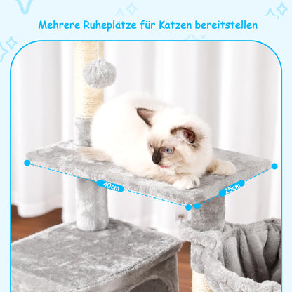 Hey-brother Kratzbaum 108 cm, Katzenbaum mit Kratzsäulen, hellgrau