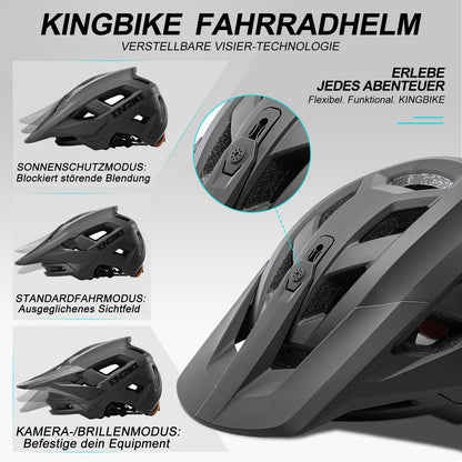 KINGBIKE E-MTB Fahrradhelm NTA-8776 mit Kamerahalterung, Mattschwarz M