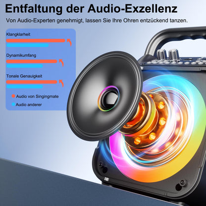 Singingmate K9M Karaoke-Maschine Bluetooth mit 2 kabellosen Mikrofonen