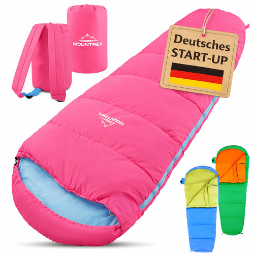 MOUNTREX Kinderschlafsack mit Baumwoll-Innenfutter, 175x70 cm, für Camping und Kindergarten