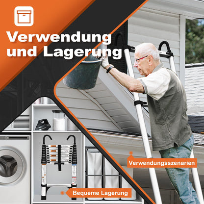HBTower 2.6m Teleskopleiter Aluminium mit Haken - Silber