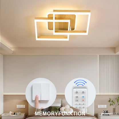 ANTENLICHT LED Deckenlampe Modern Geometrisch - Holzoptik Dimmbar