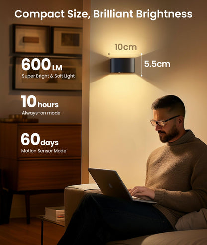FULEN LED Wandleuchte Innen mit Bewegungssensor, Akku, 4er Set