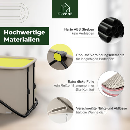 MyZone Faltbare Badewanne Duschwanne Eisbad – 150x60x50 cm Grau