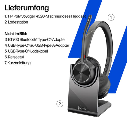 Poly Voyager 4320 UC Stereo-Bluetooth-Headset mit Ladestation