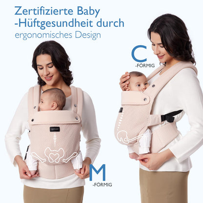 Momcozy Air Mesh Babytrage Ergonomisch Atmungsaktiv - Rosa