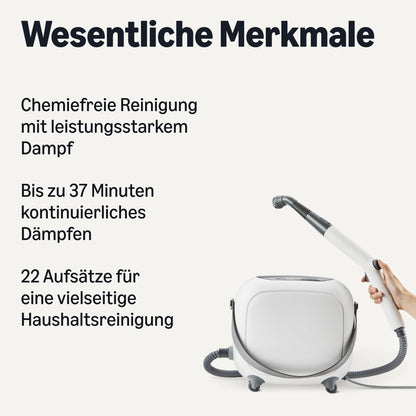 Amazon Basics Mehrzweck-Dampfreiniger 1500 W, 1,5-Liter-Tank, weiss
