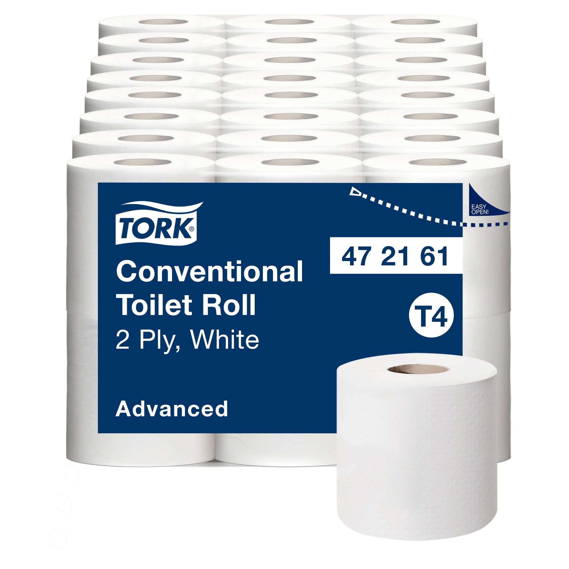 Tork Kleinrollen Toilettenpapier T4 Advanced 2-lagig 48 × 200 Blatt, weisse Kleinrollen aus Papier