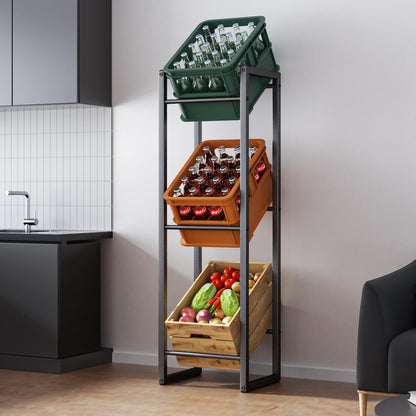 HFHOME Getränkekistenregal Metall für 3 Kisten, 39 x 30 x 140 cm