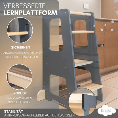 Kywai Montessori Lernturm ab 1 Jahr – Bambus, höhenverstellbar