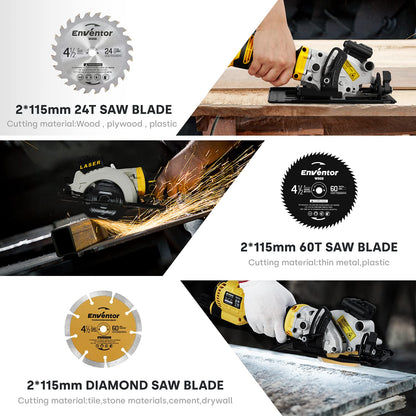 ENVENTOR Mini Handkreissäge 705W - Mit Laser & Schiene