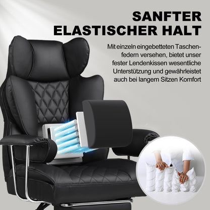 GTPLAYER Gaming Stuhl GT205-IE mit Fussstütze, Leder Schwarz