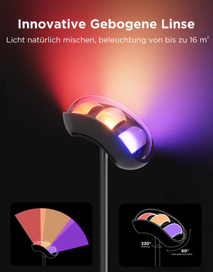 Govee Deckenfluter LED Stehleuchte – RGBWWIC Matter Schwarz 170cm