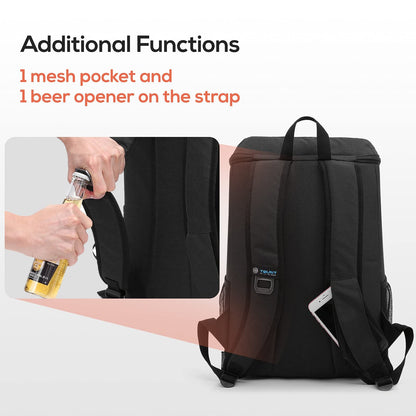 TOURIT Kühlrucksack 28L, leicht, mit Flaschenöffner, schwarz