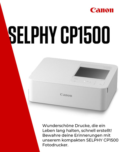 Canon SELPHY CP1500 Mobiler Fotodrucker - Weiss mit Papierset