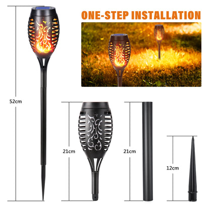 Qedertek Solar Gartenfackeln mit Flammeneffekt, 12 LED, 12 Stück