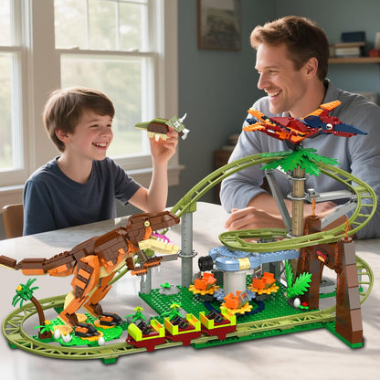 HOGOKIDS Dinosaurier Achterbahn Bausteine Set, 1222 Teile ab 8 Jahren