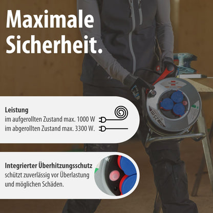 Brennenstuhl Garant S Kabeltrommel IP44 - 25m Stahlblech