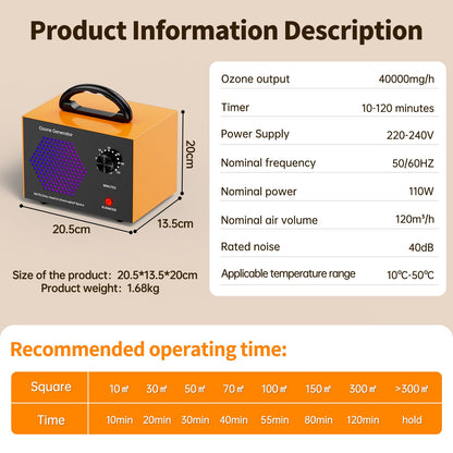 CFEN Ozongenerator HS-G03, 40000 mg/h Ozon Luftreiniger, Timer