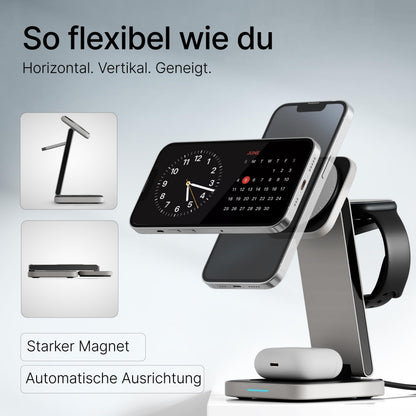 TEGLER MagSafe Ladestation Aluminium für iPhone, Apple Watch & AirPods