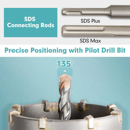 YOSIGHT SDS Plus Max Bohrkronen Set - 9-tlg. Beton Mauerwerk