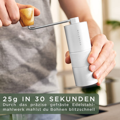 WALDWERK Manuelle Kaffeemühle - Edelstahl Kegelmahlwerk