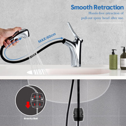 Decaura Waschtischarmatur Bad Einhebelmischer – ausziehbare Brause