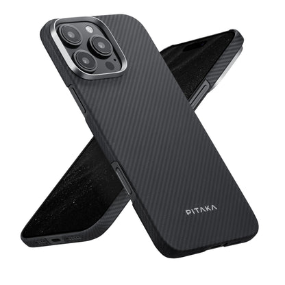 pitaka iPhone 16 Pro Max Ultradünne Aramid Hülle - Grauschwarz