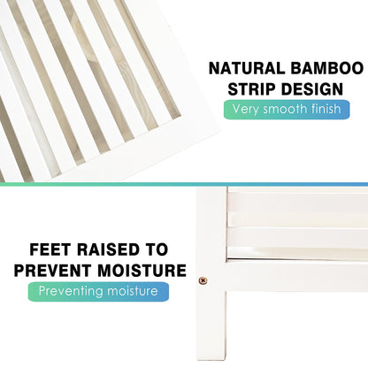 SMIBUY Grosser Wäschekorb Bambus mit Deckel – Weiss