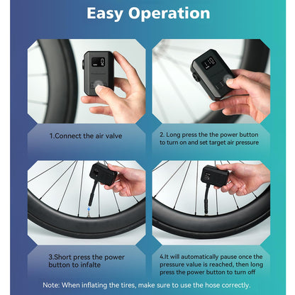 Peakspeak AS260PRO Elektrische Mini-Fahrradpumpe mit Manometer