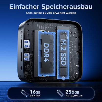 NiPoGi Essenx E1 Mini PC - Intel N95, 16GB RAM, 256GB SSD