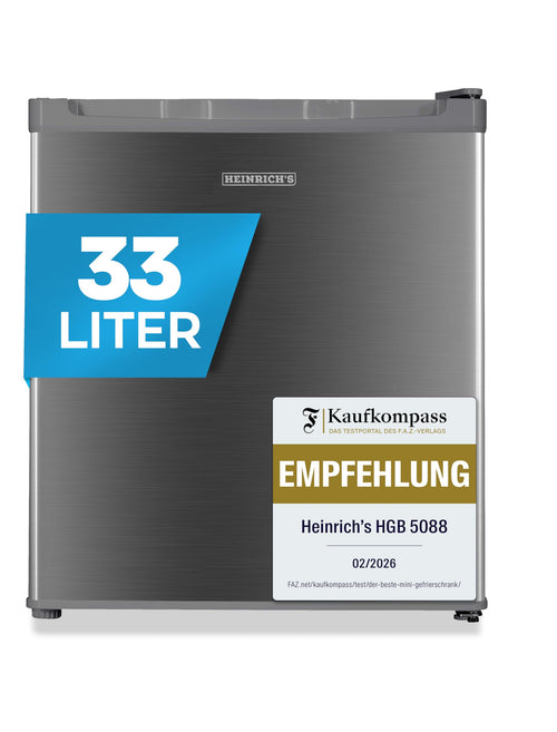 Heinrich's Mini Gefrierschrank 33L HGB 4088 IX, -18 °C, 40 dB, kompakte Bauform