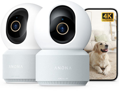 Anona Pano 4K UHD Überwachungskamera innen, 360°, Wi-Fi 6, 2er-Pack mit Zweiwege-Audio