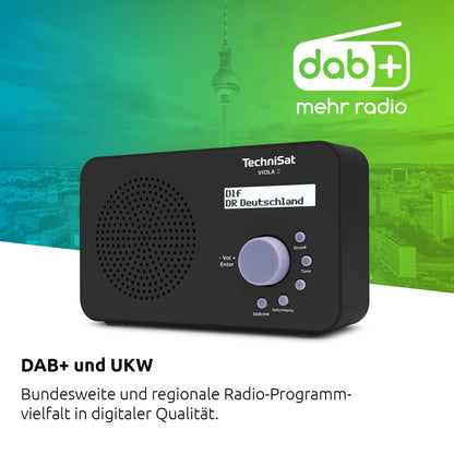 TechniSat VIOLA 2 tragbares DAB+ Radio mit UKW, Schwarz