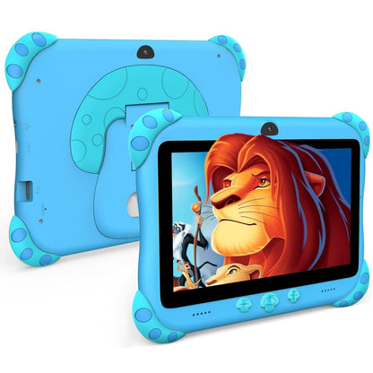 Ascrecem Kinder Tablet. Blaues 7-Zoll-Android-Tablet für Kinder 3-7 Jahre; bietet digitale Lern- und Unterhaltungsinhalte.