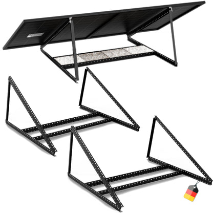 SolarXon Solarmodul Halterung MB1-118BK, 118 cm, 0-90°, schwarz – Schienen aus Aluminium