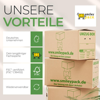 smiley pack Profi Umzugskartons 620 x 300 x 330 mm, 40 kg, 30 Stück